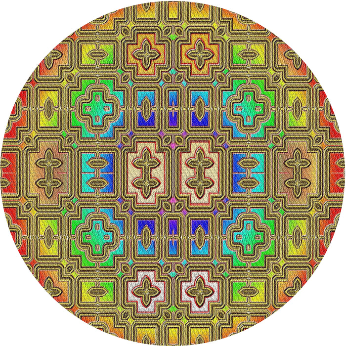 Round Patterned Avocado Green Modern Rug, pat491