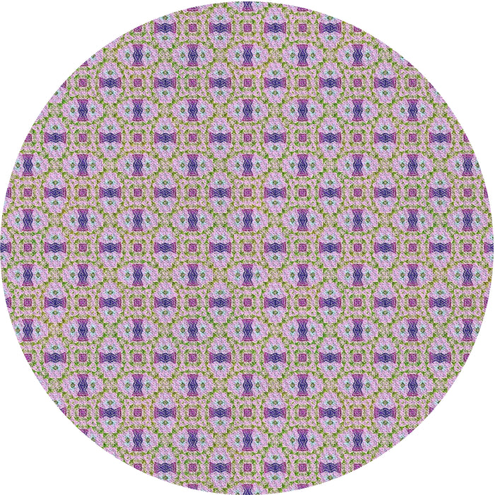 Round Machine Washable Transitional French Lilac Purple Rug, wshpat492