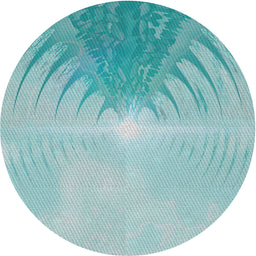 Round Machine Washable Transitional Deep-Sea Green Rug, wshpat494