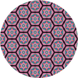 Round Machine Washable Transitional Dark Raspberry Purple Rug, wshpat496