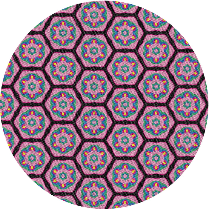 Round Machine Washable Transitional Dark Raspberry Purple Rug, wshpat496