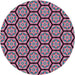 Round Patterned Dark Raspberry Purple Novelty Rug, pat496