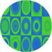 Round Patterned Neon Green Novelty Rug, pat497