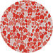 Round Machine Washable Transitional Neon Red Rug, wshpat4