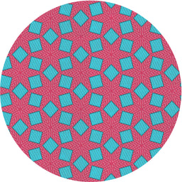 Round Patterned Blue Turquoise Green Novelty Rug, pat500