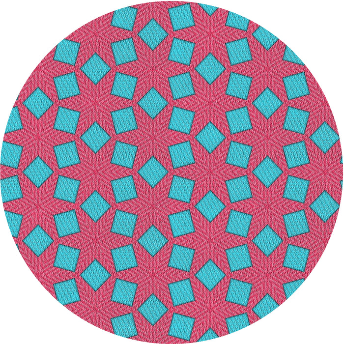 Round Machine Washable Transitional Blue Turquoise Green Rug, wshpat500