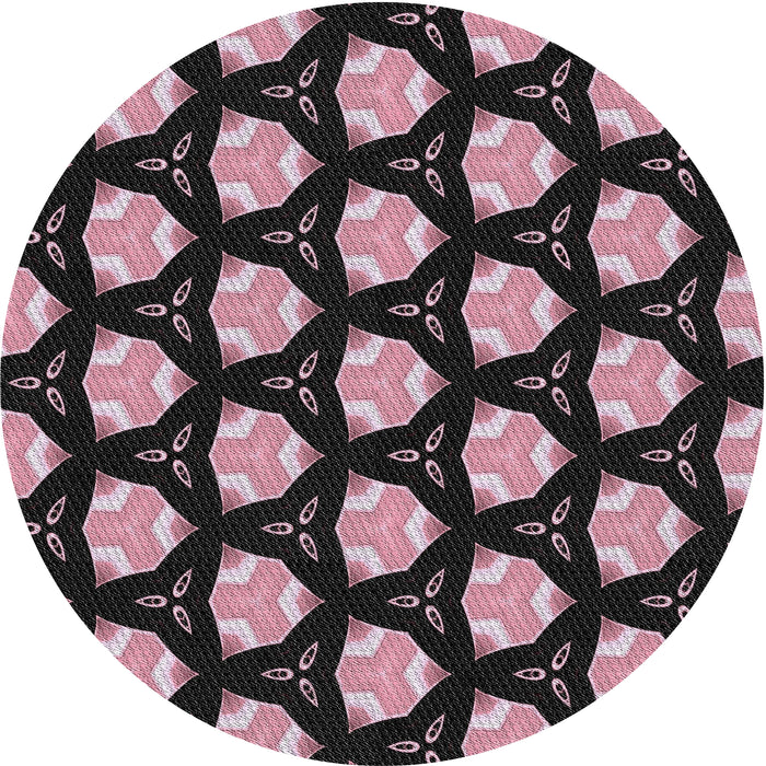 Round Machine Washable Transitional Midnight Gray Rug, wshpat503