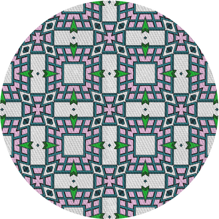 Round Patterned Light Steel Blue Novelty Rug, pat505