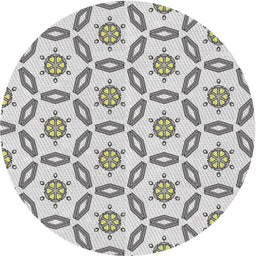 Round Patterned Silver Gray Novelty Rug, pat506