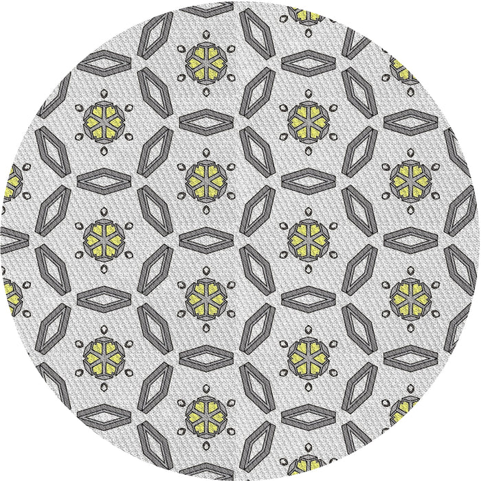 Round Patterned Silver Gray Novelty Rug, pat506