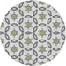 Round Patterned Silver Gray Novelty Rug, pat506