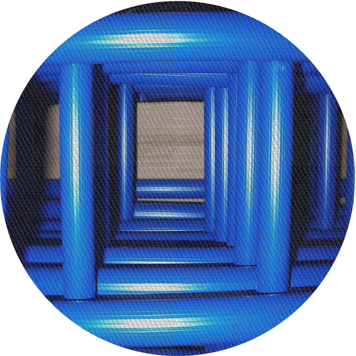 Round Patterned Blue Modern Rug, pat515