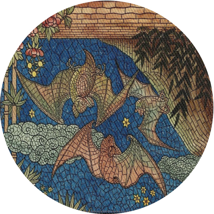 Round Patterned Charcoal Black Novelty Rug, pat519