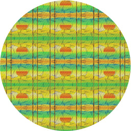 Round Machine Washable Transitional Dark Yellow Green Rug, wshpat530