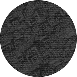 Round Machine Washable Transitional Black Rug, wshpat535