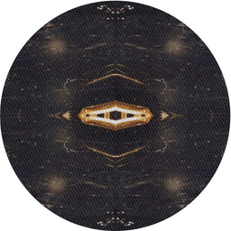 Round Machine Washable Transitional Black Rug, wshpat539