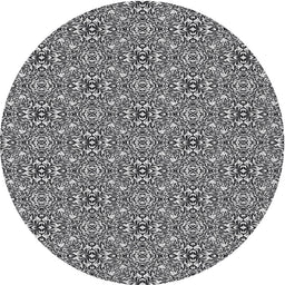 Round Patterned Charcoal Black Novelty Rug, pat542