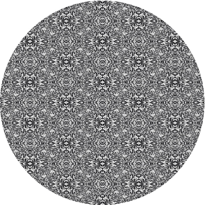 Round Patterned Charcoal Black Novelty Rug, pat542