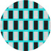 Round Patterned Blue Zircon Blue Novelty Rug, pat544