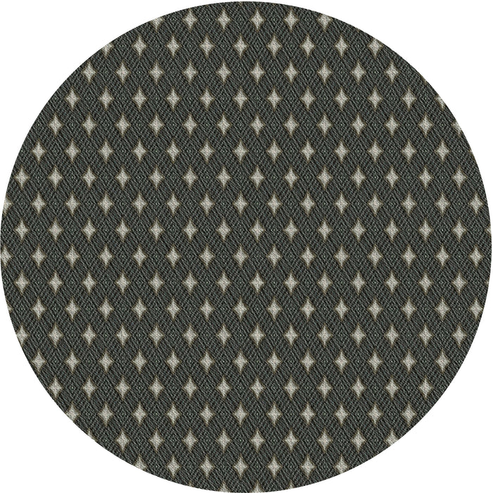 Round Machine Washable Transitional Midnight Gray Rug, wshpat54