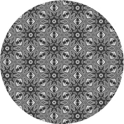 Round Machine Washable Transitional Charcoal Black Rug, wshpat550