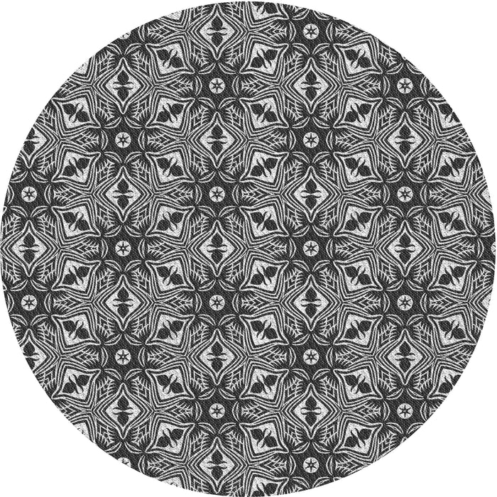 Round Machine Washable Transitional Charcoal Black Rug, wshpat550