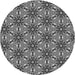 Round Machine Washable Transitional Charcoal Black Rug, wshpat550