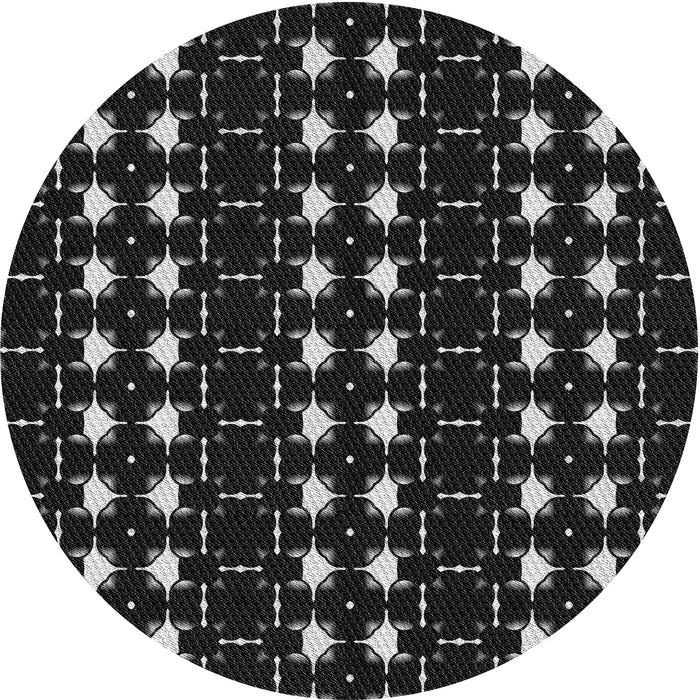 Round Patterned Black Novelty Rug, pat551