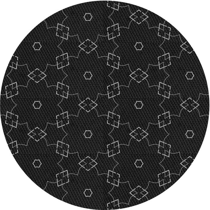 Round Patterned Black Novelty Rug, pat557