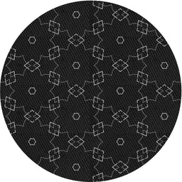 Round Machine Washable Transitional Black Rug, wshpat557