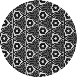 Round Patterned Dark Gray Novelty Rug, pat558