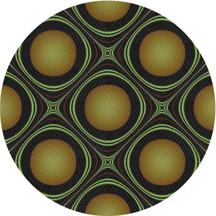 Round Machine Washable Transitional Midnight Gray Rug, wshpat55