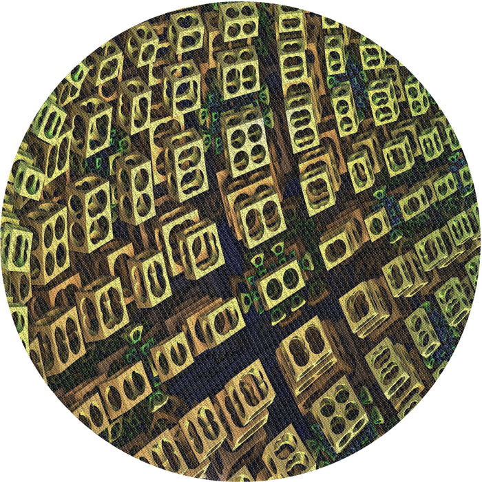 Round Patterned Copper Green Novelty Rug, pat562