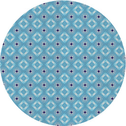 Round Patterned Blue Novelty Rug, pat567