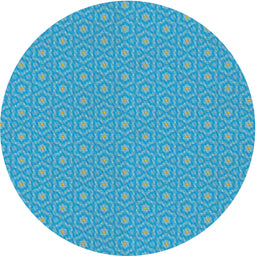 Round Patterned Bright Turquoise Blue Novelty Rug, pat569
