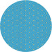 Round Patterned Bright Turquoise Blue Novelty Rug, pat569