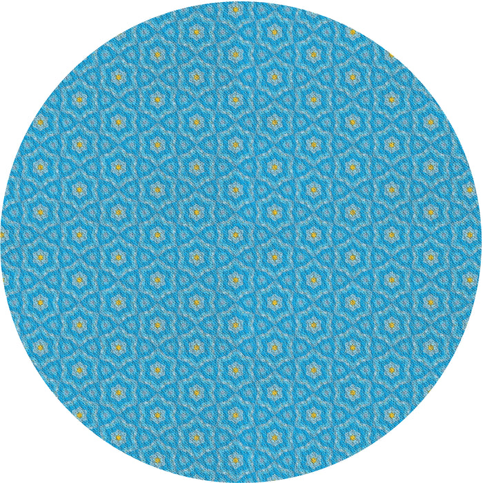 Round Machine Washable Transitional Bright Turquoise Blue Rug, wshpat569