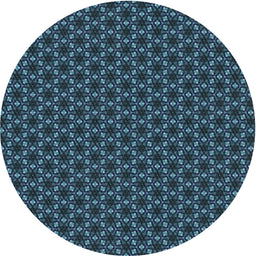 Round Machine Washable Transitional Deep-Sea Blue Rug, wshpat572