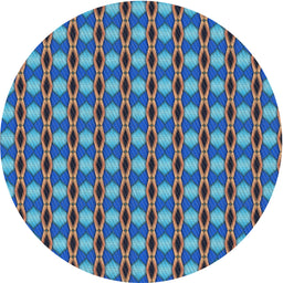 Round Machine Washable Transitional Macaw Blue Green Rug, wshpat573