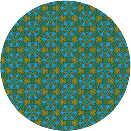 Round Patterned Light Sea Green Novelty Rug, pat574