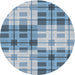 Round Patterned Jeans Blue Novelty Rug, pat579