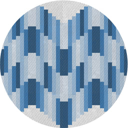 Round Machine Washable Transitional Coral Blue Rug, wshpat581