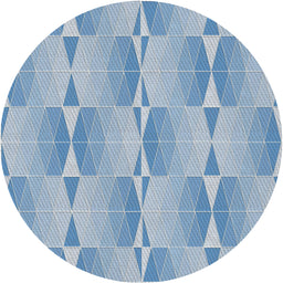 Round Patterned Steel Blue Novelty Rug, pat583