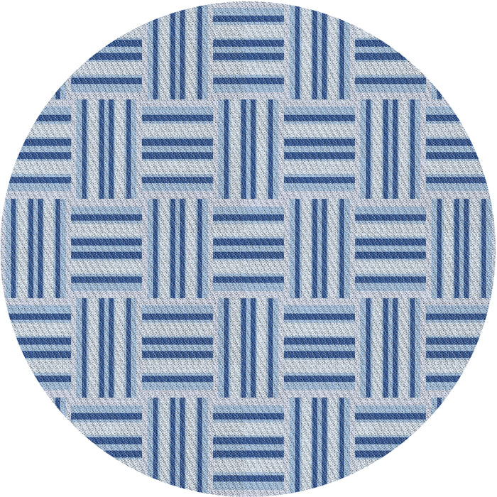 Round Patterned Sea Blue Novelty Rug, pat585