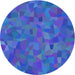Round Machine Washable Transitional Blue Orchid Blue Rug, wshpat588