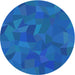 Round Machine Washable Transitional Blue Rug, wshpat590