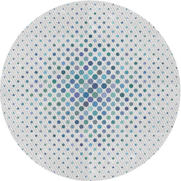 Round Patterned Silver Gray Novelty Rug, pat591
