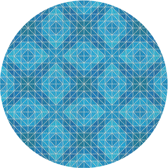 Round Machine Washable Transitional Diamond Blue Rug, wshpat594