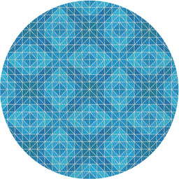 Round Patterned Blue Novelty Rug, pat594