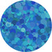 Round Patterned Bright Turquoise Blue Novelty Rug, pat597